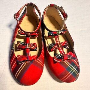 Janie and Jack Tartan Plaid Bow Flats